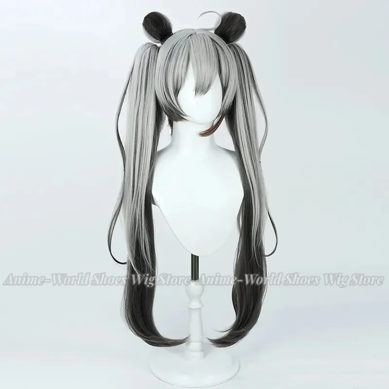 치도리 미치루 코스프레 가발 블루 아카이브 그레이 블랙 혼합 포니 테일 90cm 내열성 합성 머리 할로윈 역할 놀이 파티