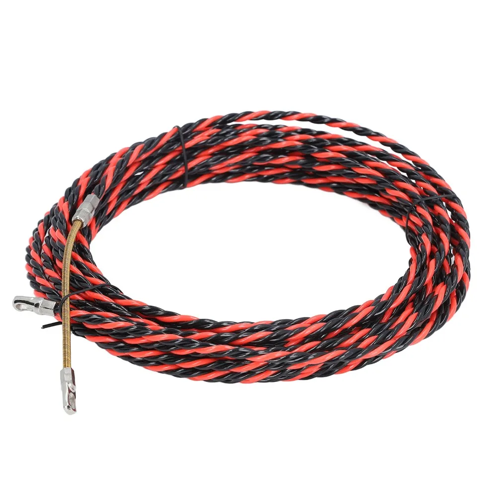 Kit Flat Head Electrical Wire Threader 15m / 49.2ft With Gloves/Cable Ties Fish Tape Cable Puller Wire Guide Device Electricians
