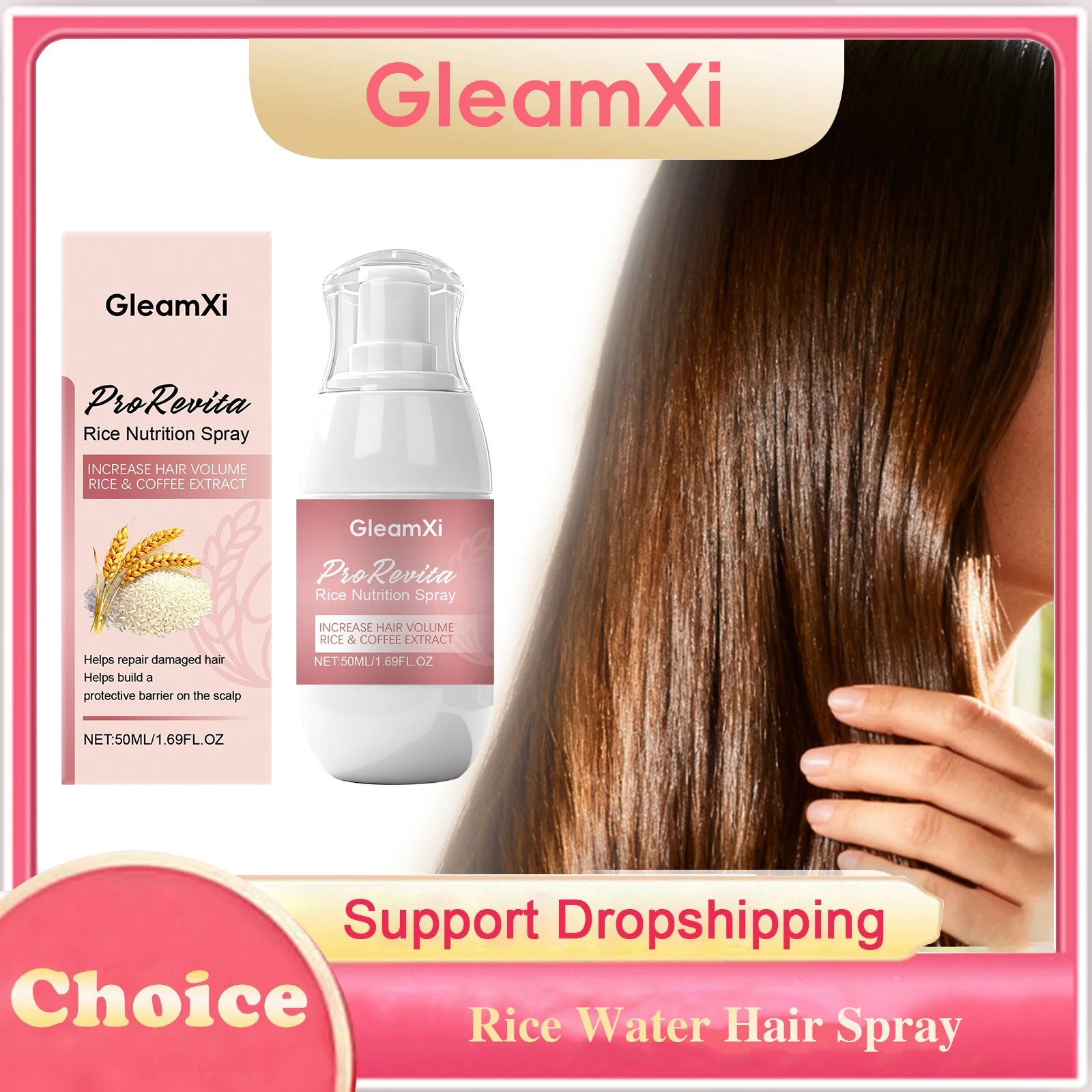 

Rice Water Hair Spray Anti Hair Loss Hair Growth Strengthen Hair Roots Nourishing Smooth Repair Scalp Treatment Dense Hair Spray