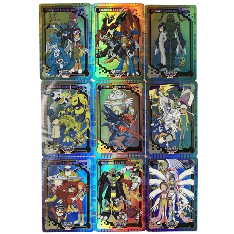 

9 Sheets Digimon Adventure Flash Card Yagami Taichi Omegamon Angewomon Diy Refractive Anime Action Toy Figures Gifts for Friends