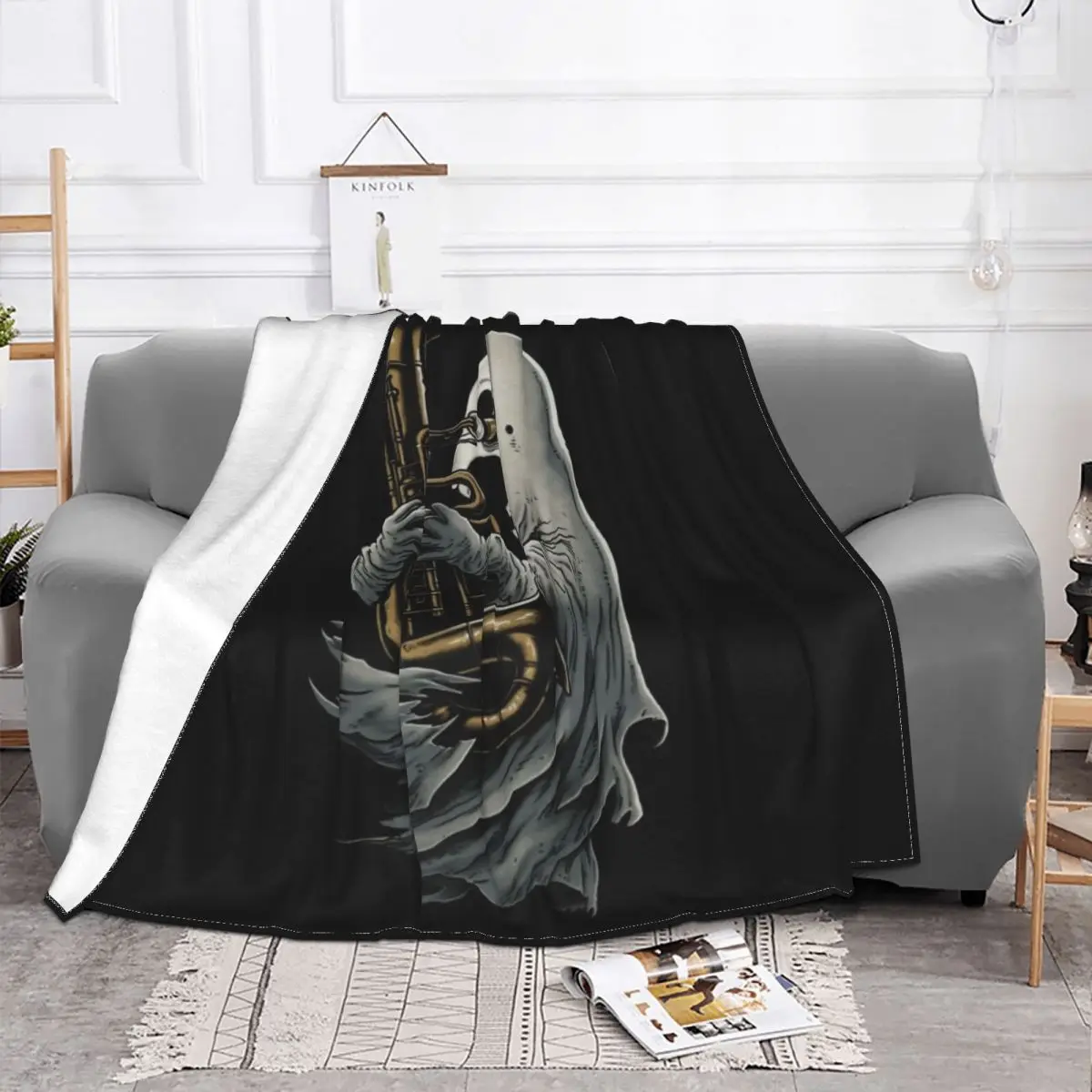 Interesting Ghosts Blanket Fleece Velvet All Season Cute Lightweight Thin Horny Ghost Throw Blankets For home Plush Thin Quilt