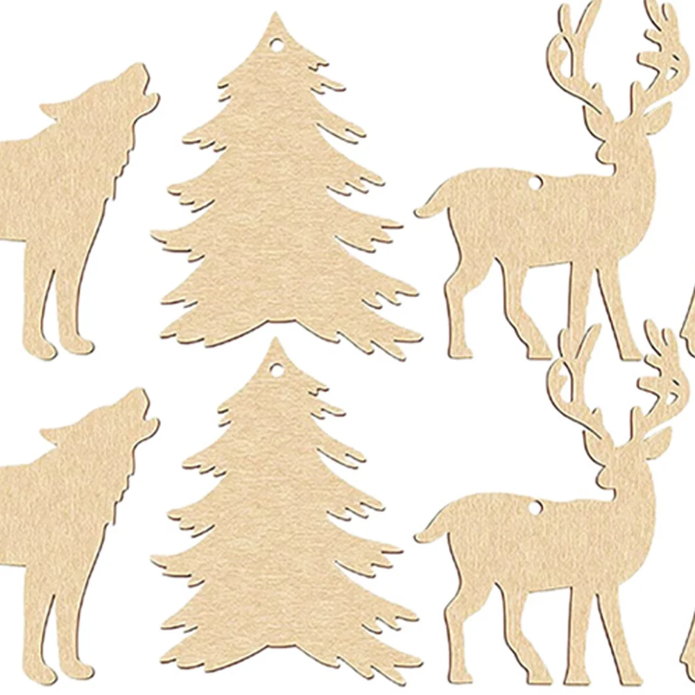 30 قطعة ديكور جدار الحيوان الخشبي القواطع غير المكتملة لتقوم بها بنفسك الحرفية للمنزل شرائح الخشب أدوات الحرف اليدوية #5