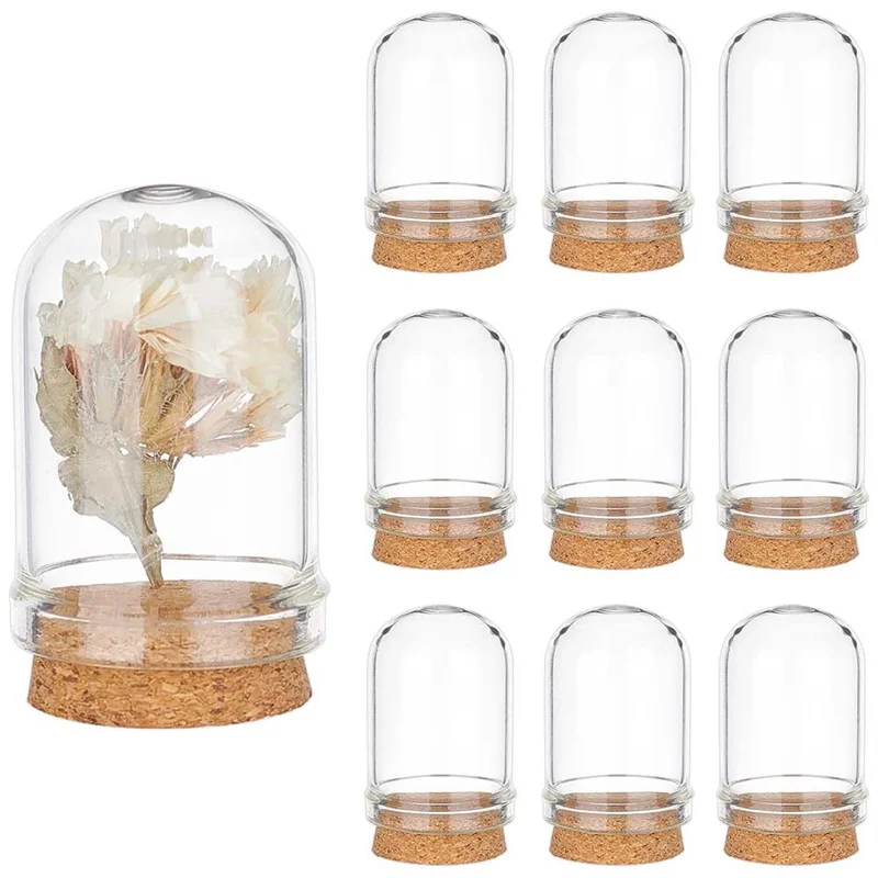 

30PCS Cloche Bell Jar Glass Display Dome Cork Base Mini Glass Bottles Dome Decorative Jars for Flower Storage Home Party Decor