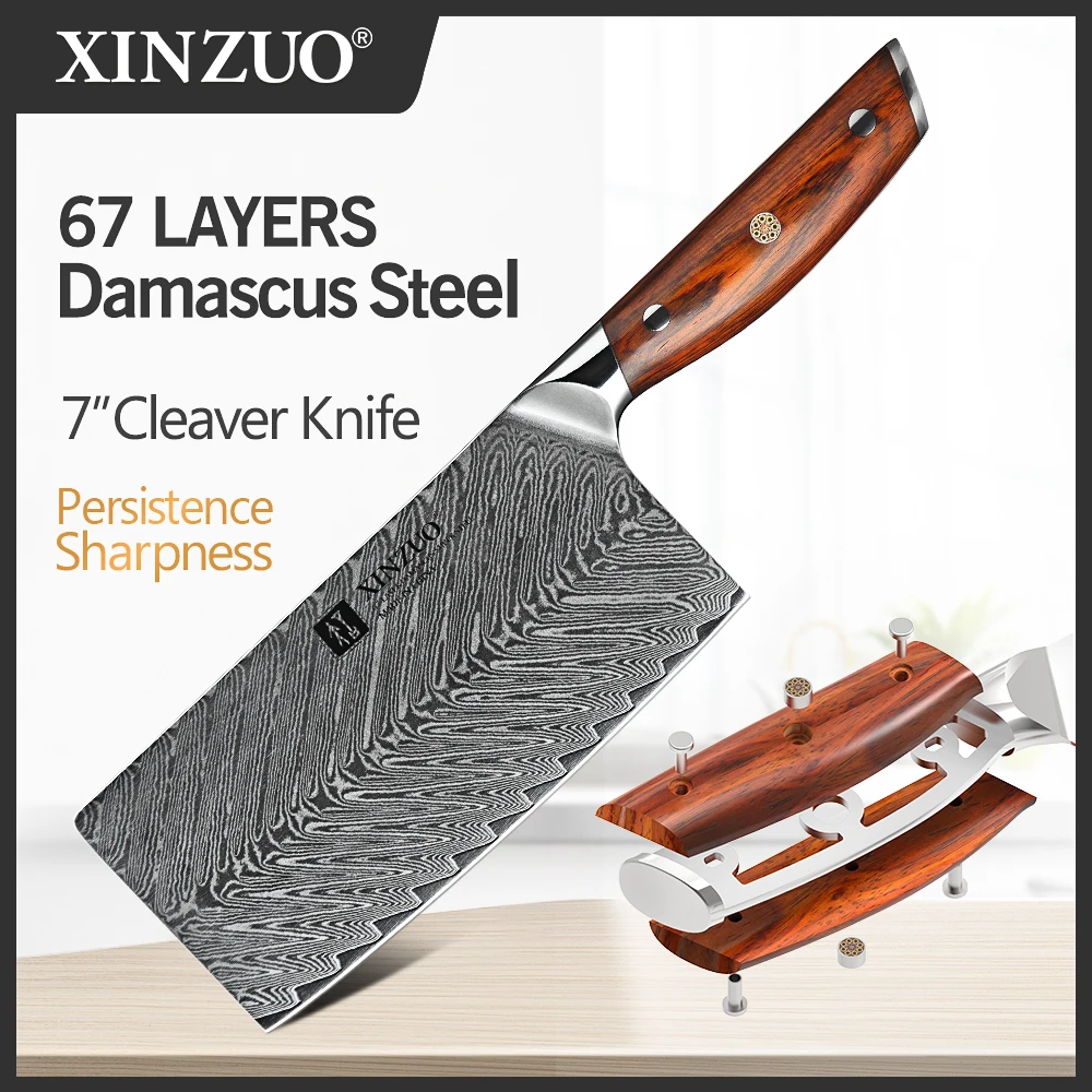 

XINZUO 7 '' Meat Cleaver Knife High Carbon VG10 Damascus Stainless Steel Chef's Kitchen Knives Sharp Slicing Butcher Gift Knife