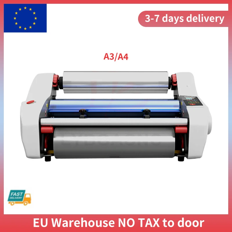 آلة الترقق أربعة الأسطوانة الباردة الساخنة سطح المكتب A3 A4 آلة تغليف الورق المتداول FY-350DL لفيلم صور 220 فولت الاتحاد الأوروبي التوصيل