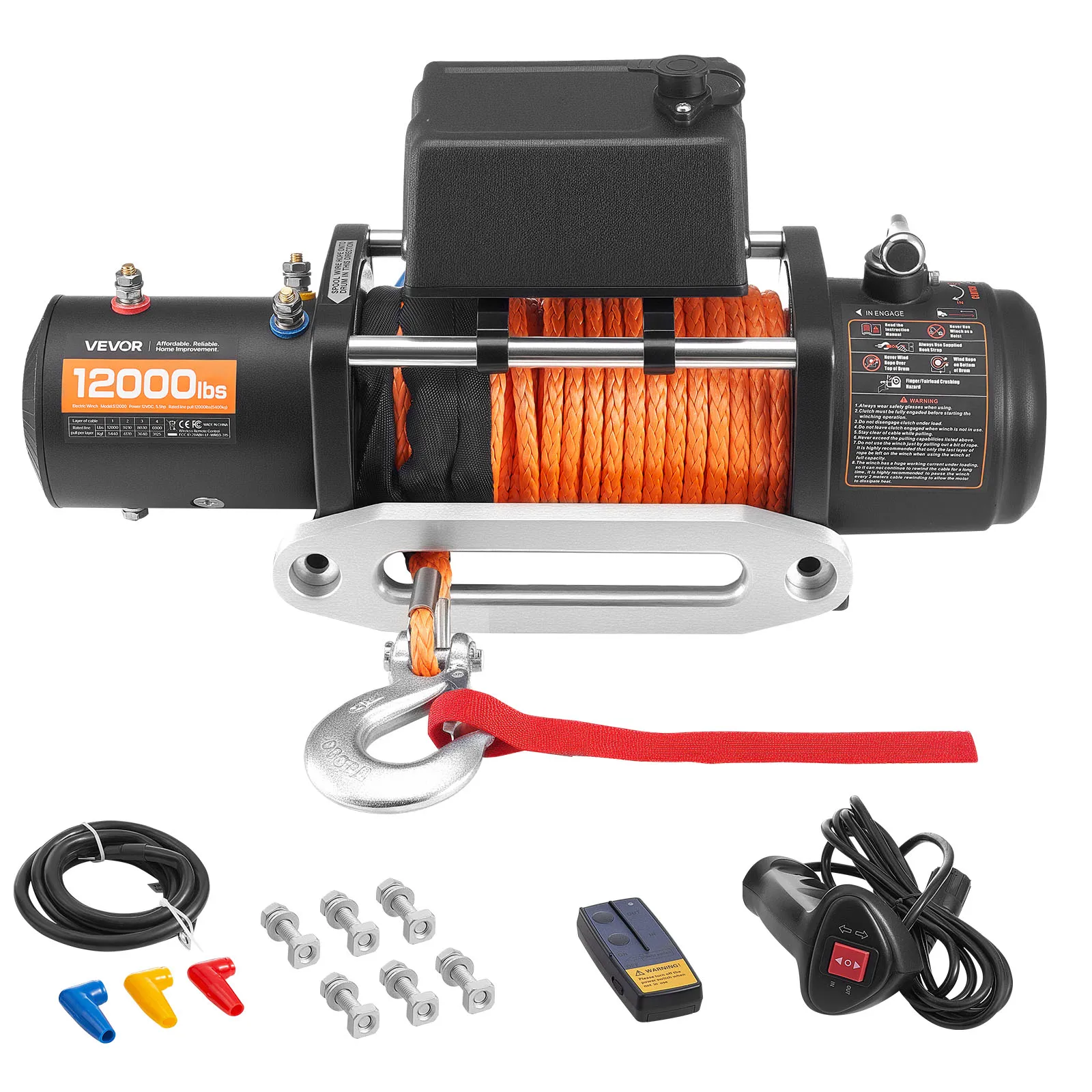 

SucceBuy 12000 lbs Wireless Electric Winch 12V DC Wired Truck Car Winch with 0.36in x 75.5ft Synthetic Rope for Towing Off-Road