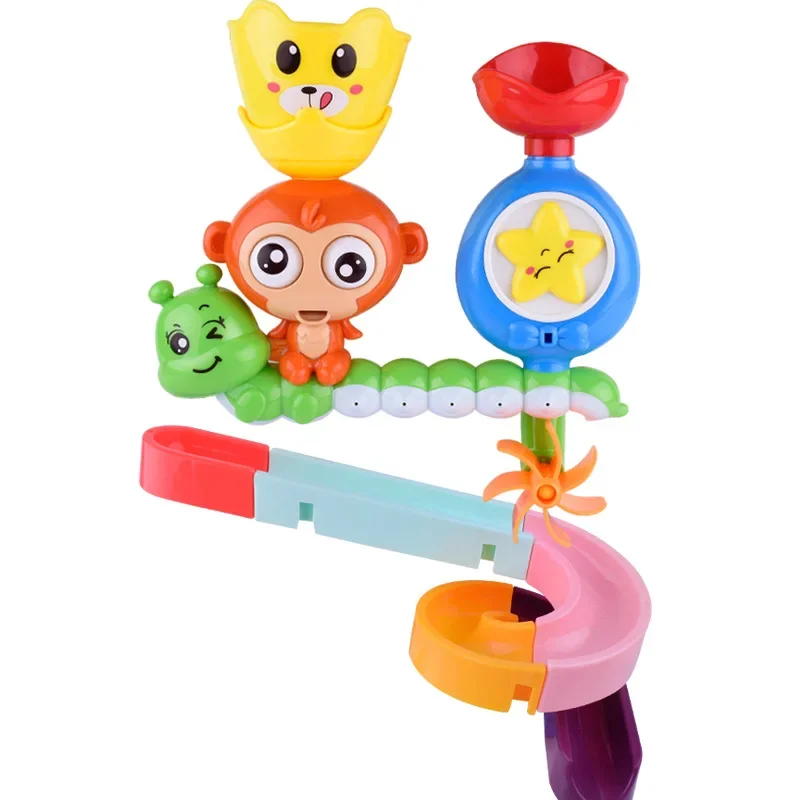 Baby bathroom little monkey assembly track toy children's water play and bathing spray spinning children's bath plastic toy