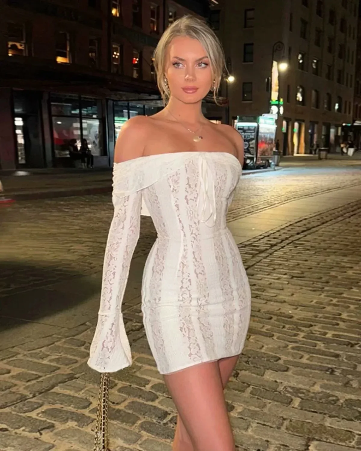 Sexy branco oco para fora do laço vestido feminino fora do ombro bodycon sem costas vestido longo fora do ombro sem alças festa vestido de noite