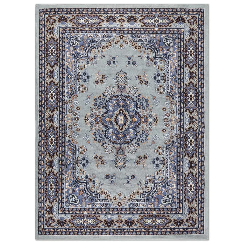 

Premium Sakarya Traditional Medallion Area Rug, Grey/Blue, 7'8x10'7
