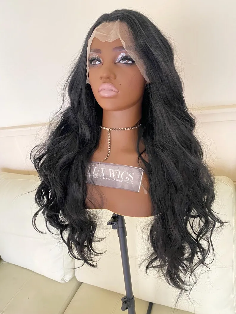 أسود طويل الجسم موجة الدانتيل شعر مستعار أمامي قبل قطعها 13x4 HD الدانتيل الباروكة الأمامية غلويليس جودة عالية جاهزة لارتداء اليومي تأثيري