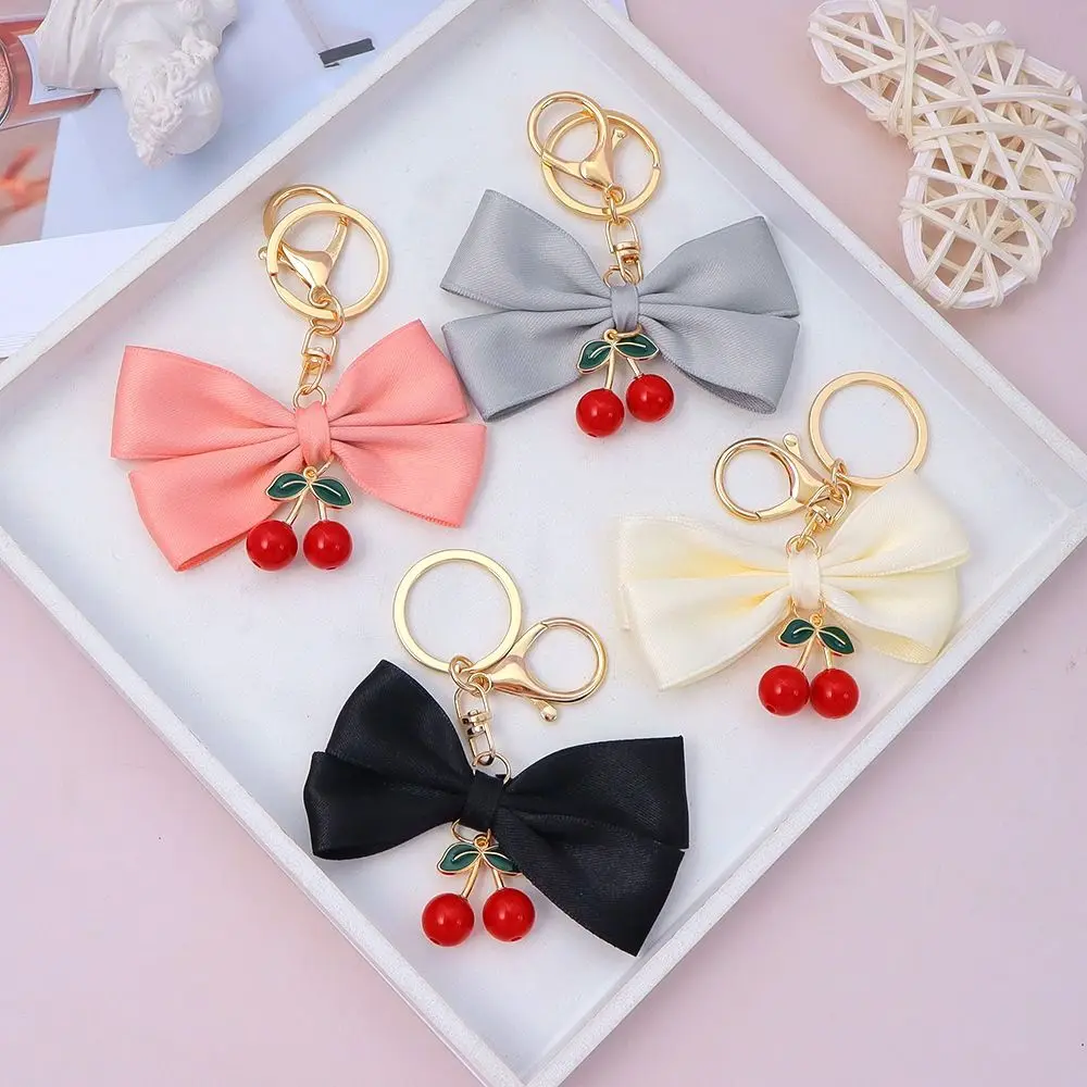 

Женский красочный тканевый брелок с бантом и подвеской в виде вишни, держатель для ключей, украшения для сумки, аксессуары «сделай сам» для подарка дружбы