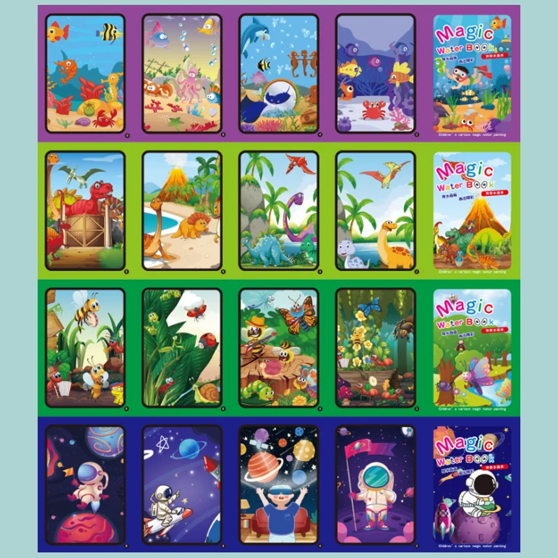 Livro de desenho de água mágico das crianças montessori livro de colorir reutilizável, sensorial aprendizagem educacional precoce pintura brinquedos para crianças