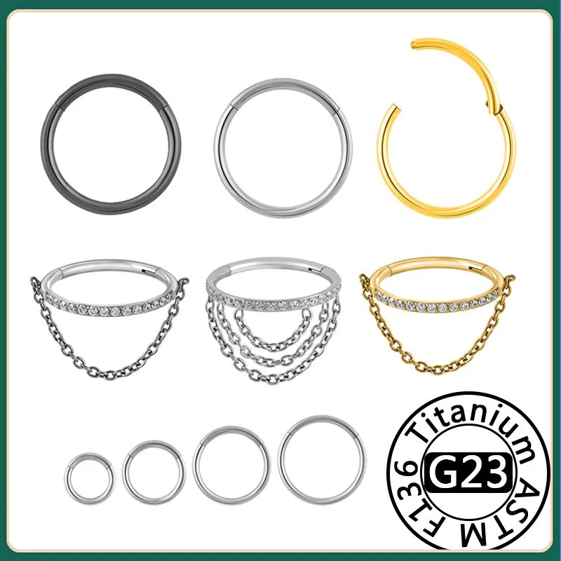 piercing cartilage Hoop nose ring withwith nipple bellybutton piercing  G23 Titanium Zircon studs earrings Body Jewelry