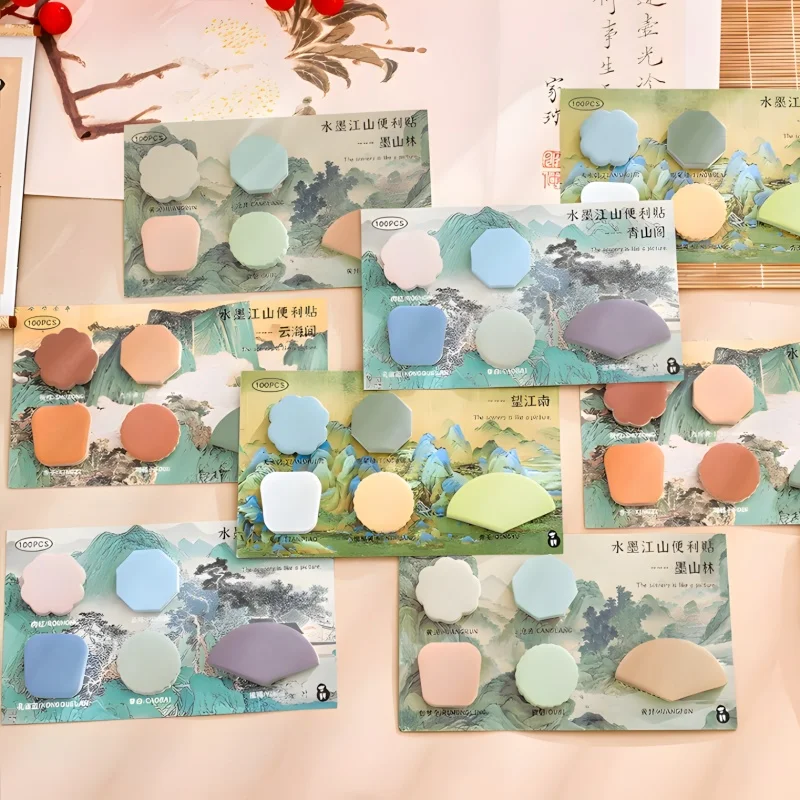 1/4pcs Simple Color Sticky Notes Retro Painting Series Mini Index Tag Stickers Memo Pad Self Adhesive Diary School F3003