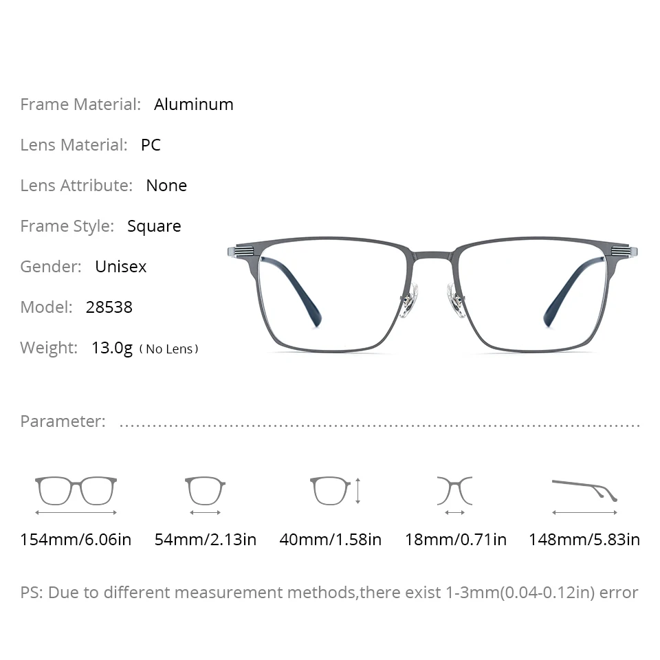 NIANZHEN النظارات الطبية التقدمية قصر النظر اللونية عدسة بصرية النظارات الرجال الألومنيوم مربع النظارات الإطار 28538 #5