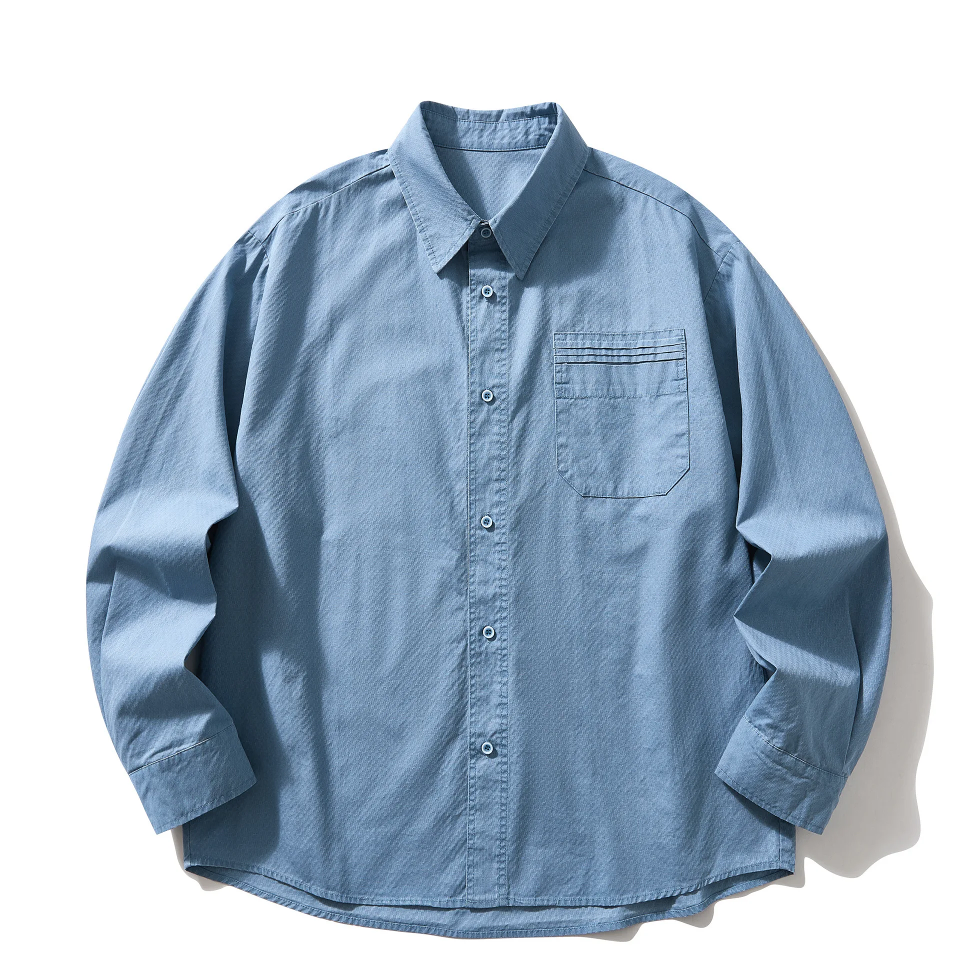 100% Cotton Heavy Sand-Washed Japanese City Boy Oversized Workwear Shirt Unisex Loose Long-Sleeve Casual Couple Outerwear