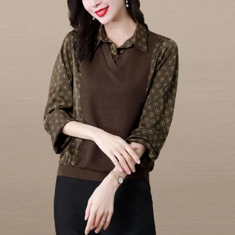 Advanced Women's Shirt Long Sleeved Knitted Base Shirt Spring and Autumn 2024 New Style Temperament Shirt High-end European Top