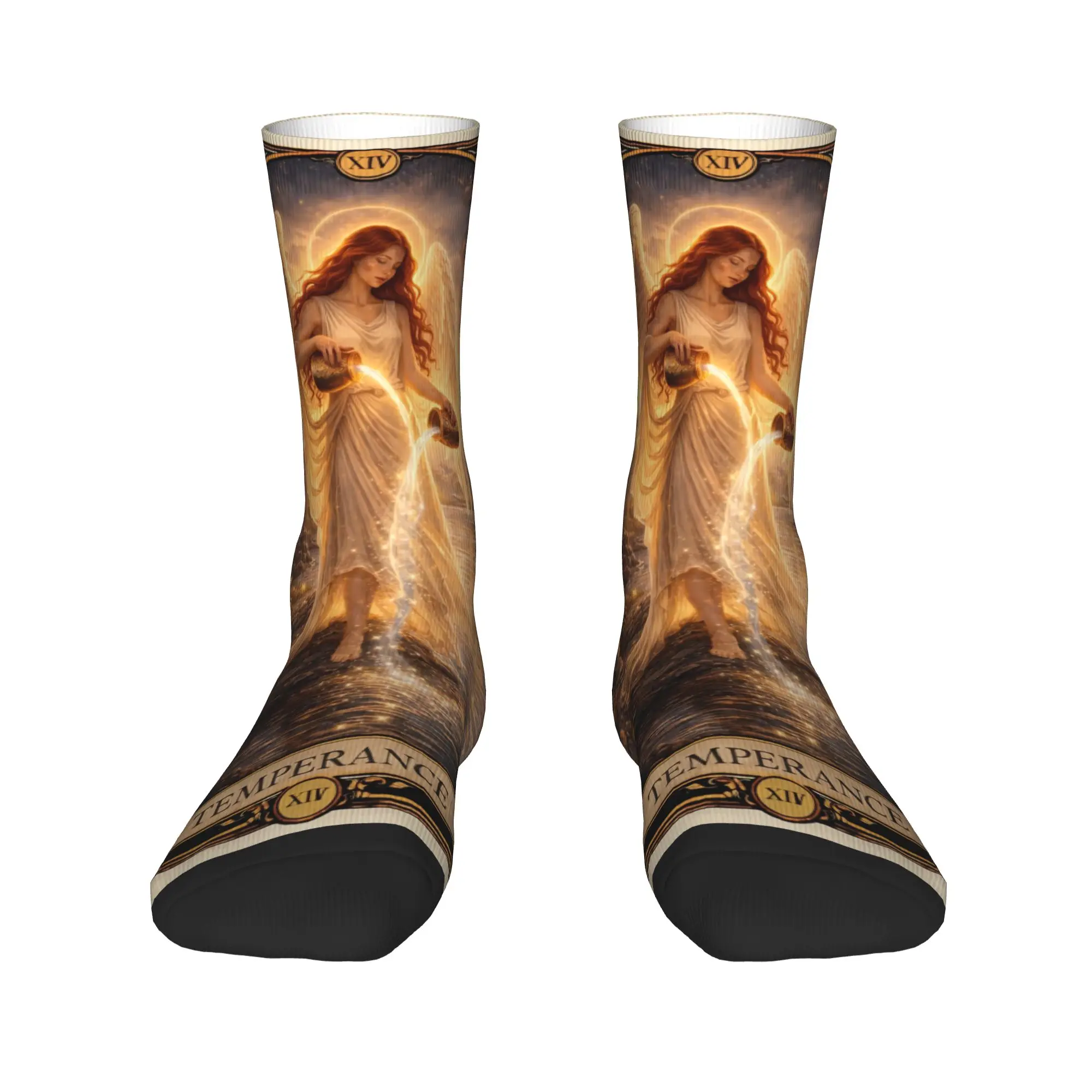 Tarot Card Temperance Stockings  Elegant Socks Men Comfortable Socks Winter Outdoor Sports Graphic Non-Slip Socks Gift Idea