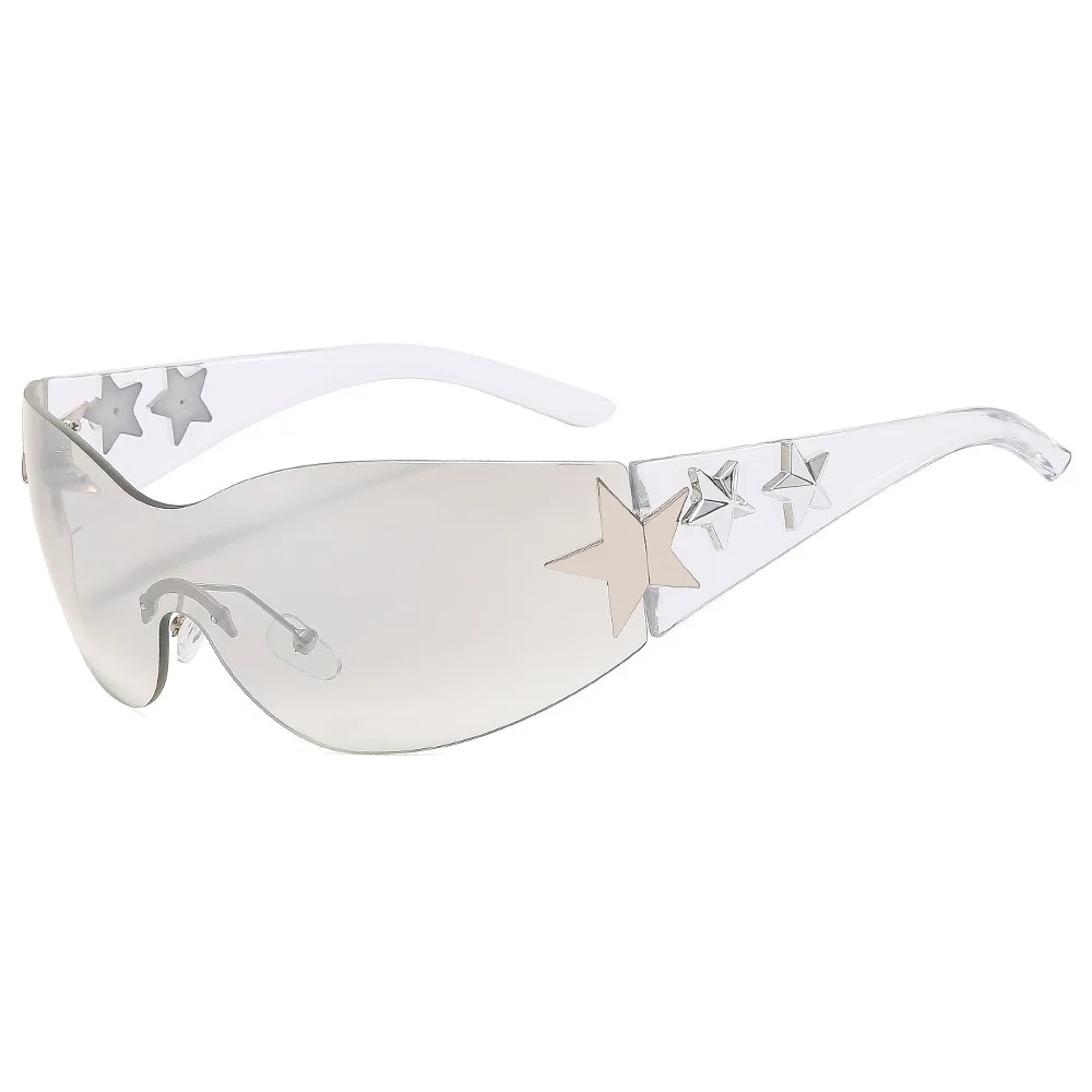 🌈 Set Y2K Completo: Gafas De Sol Sin Montura + Collar + Pendientes + Clips Estrella | Accesorios Rave Y Fiesta Para Mujer Y Niña