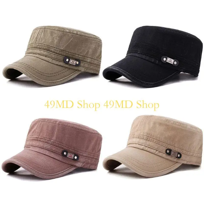 49MD Hombres Mujeres Unisex Newsboy Cadete Ejército Gorra Color Sólido Parasol Vintage Lavado Cott