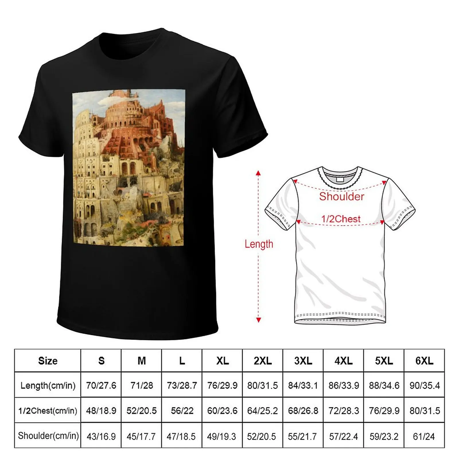 Pieter Bruegel Tower of Babel T-Shirt Plus Size Loose Fit T-Shirt