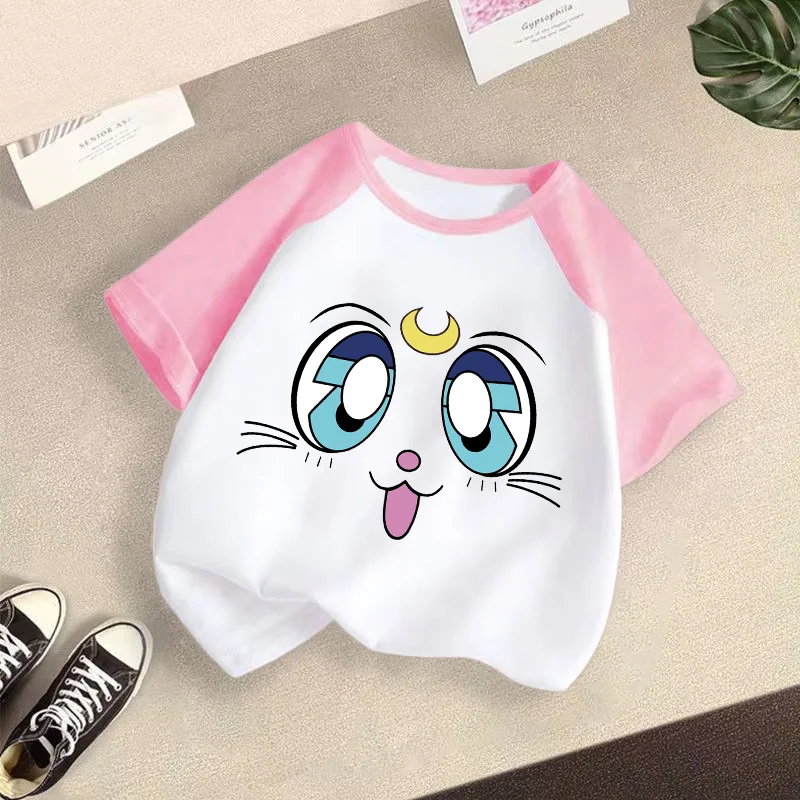 Sailor Moon Cotton Raglan T-shirt Unisex Cute Cartoon Anime Graphic T-shirts Summer Fashion Short Sleeves Comfortable Tops Gifts