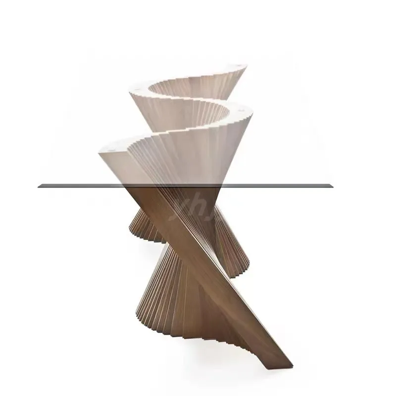minimalist long dining table tempered glass rectangular simple modern solid wood home living room dining table