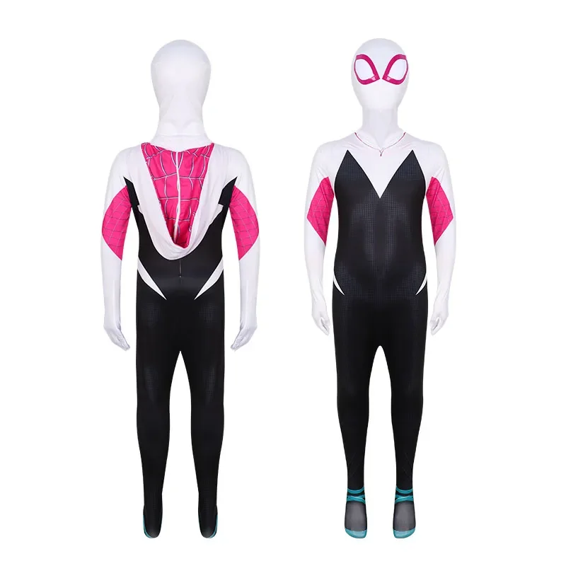 RT01 Gwen Stacy Costumi Cosplay Body per bambini adulti Halloween Zentai 3D Spider Gwen con tuta maschera * JK2