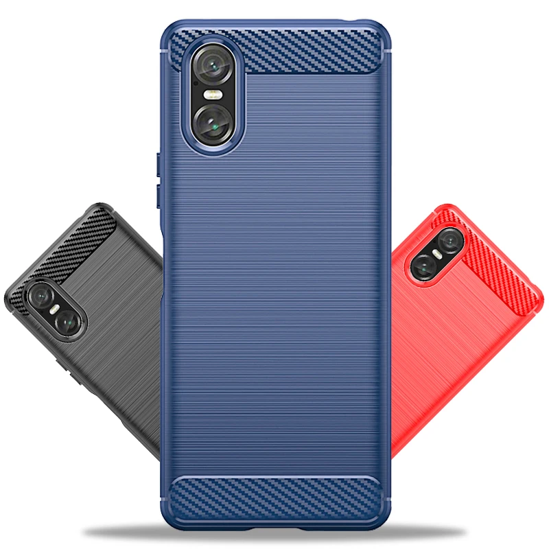 Shockproof Case for Sony Xperia 10 VI 10 1 II III Lite IV V Shock-Absorption Flexible TPU Texture Plain Bumper Proof Case Cover