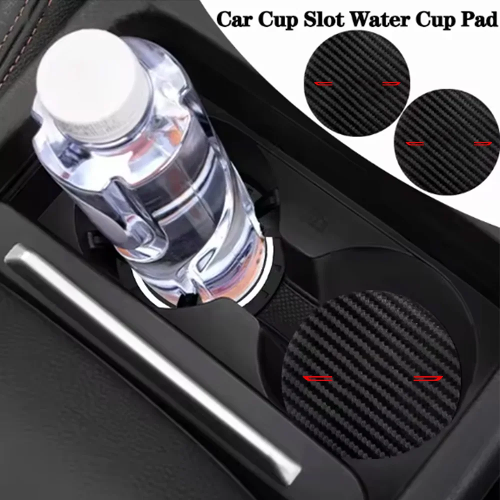 Acessórios para o interior do carro, com padrão em fibra de carbono, tapete para copos de água, coleção de acessórios para carro, tapete antiderrapant