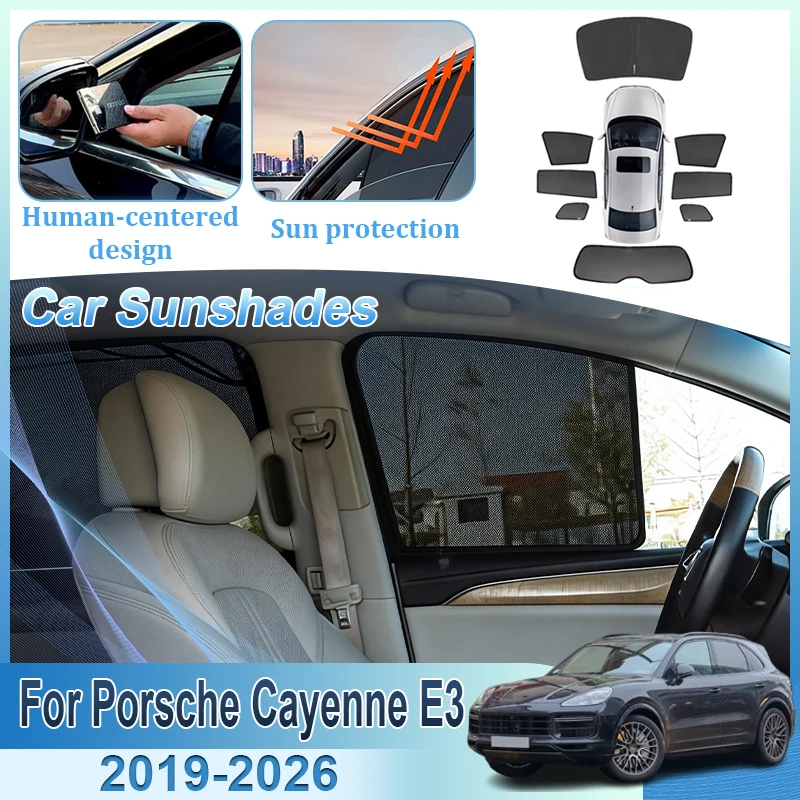 

For Porsche Cayenne E3 2019-2026 Windshield Visor Heat Insulation Mesh Sunshade UV Protection Sun Shade Car Curtain Accessories