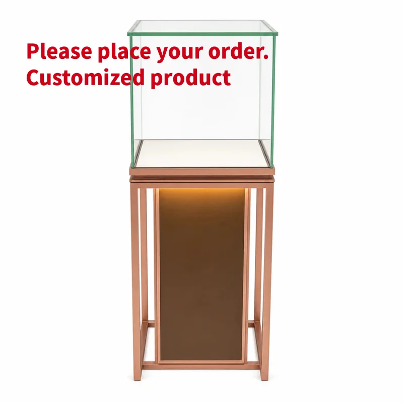 custom.Custom Jewelry Display Cabinet Luxury Vertical Showcase Illuminated Glass Side Panel Jewelry Store Fixture