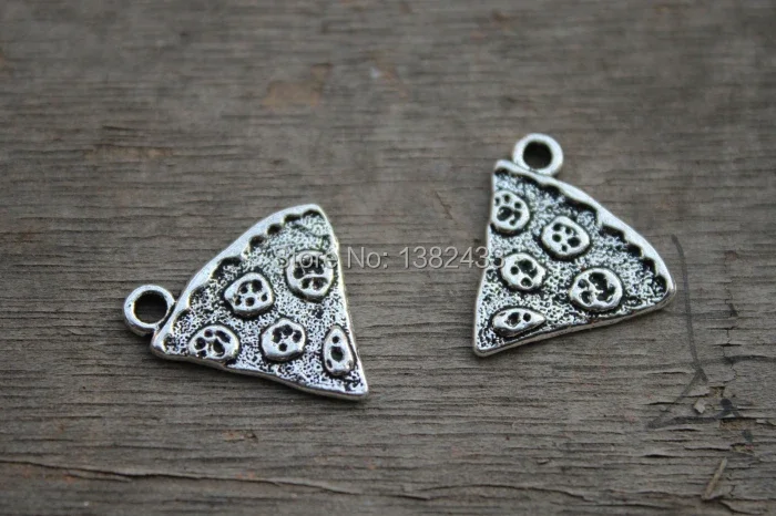 20pcs  Slice of Pizza Charm Silver Tone 20x19mm Food Charm BBF Friendship Best Friends Pendant