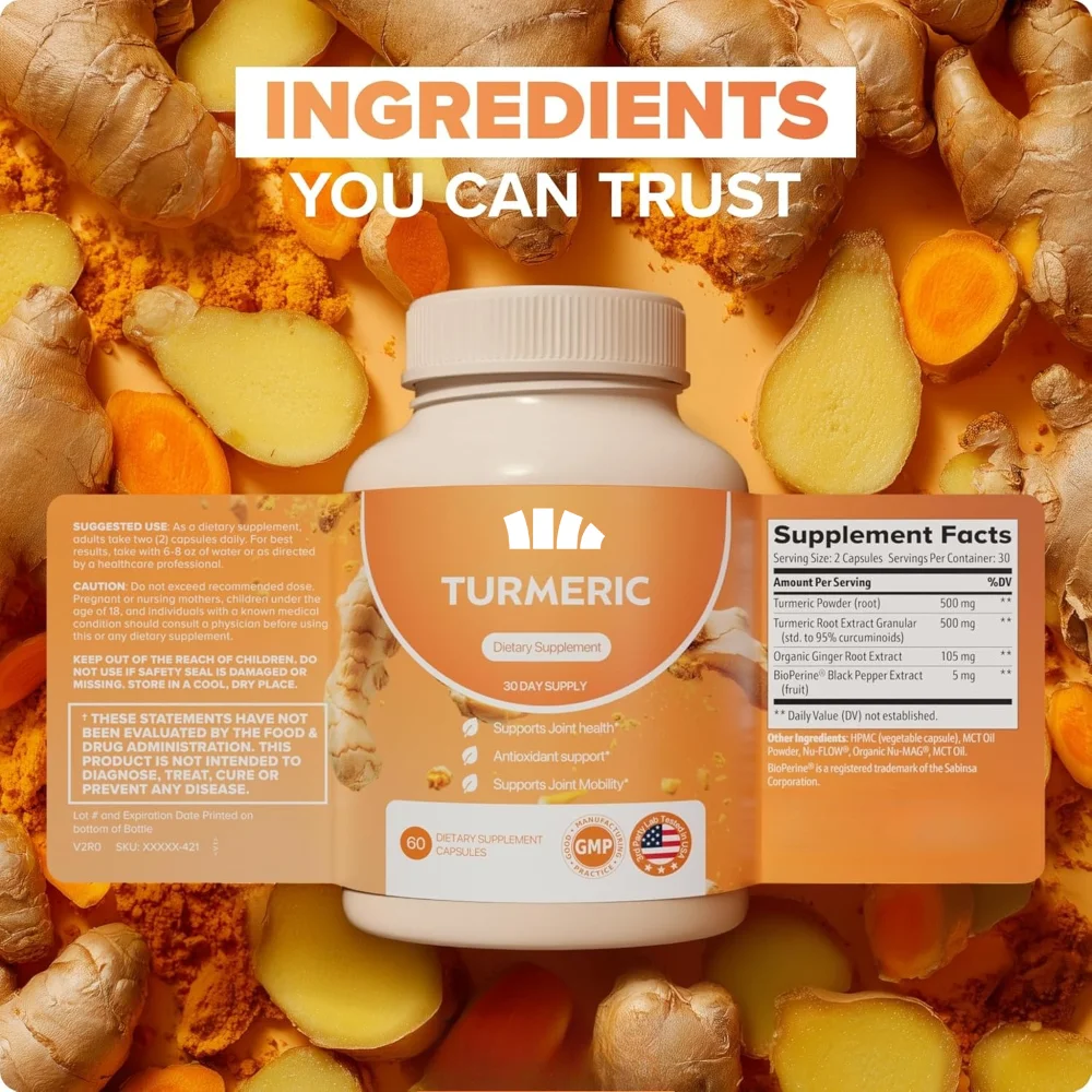 Turmeric Curcumin with Black Pepper and Ginger - Used for Immune Support and Healthy Skin -60 Gummies