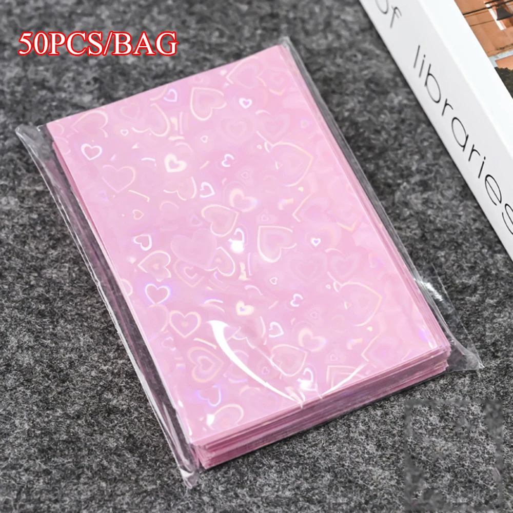 50PCS Flat Mouth Card Film Idol Cards Protective Bag Card Storage Bag Card Sleeves Stationery Solid Color INS  Korean Version