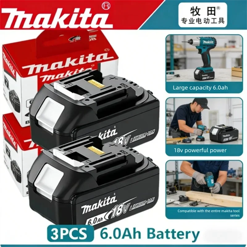 Makita 18V 6Ah electric tool, used for battery replacement in Makita, lithium-ion rechargeable battery BL1860B BL1860 DC18RC