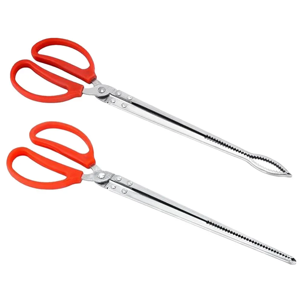 Pinces à serpent en acier inoxydable, 2 pièces, ciseaux multifonctions pour l'alimentation, le nettoyage, la capture des Reptiles, petits animaux, crabe, barbecue