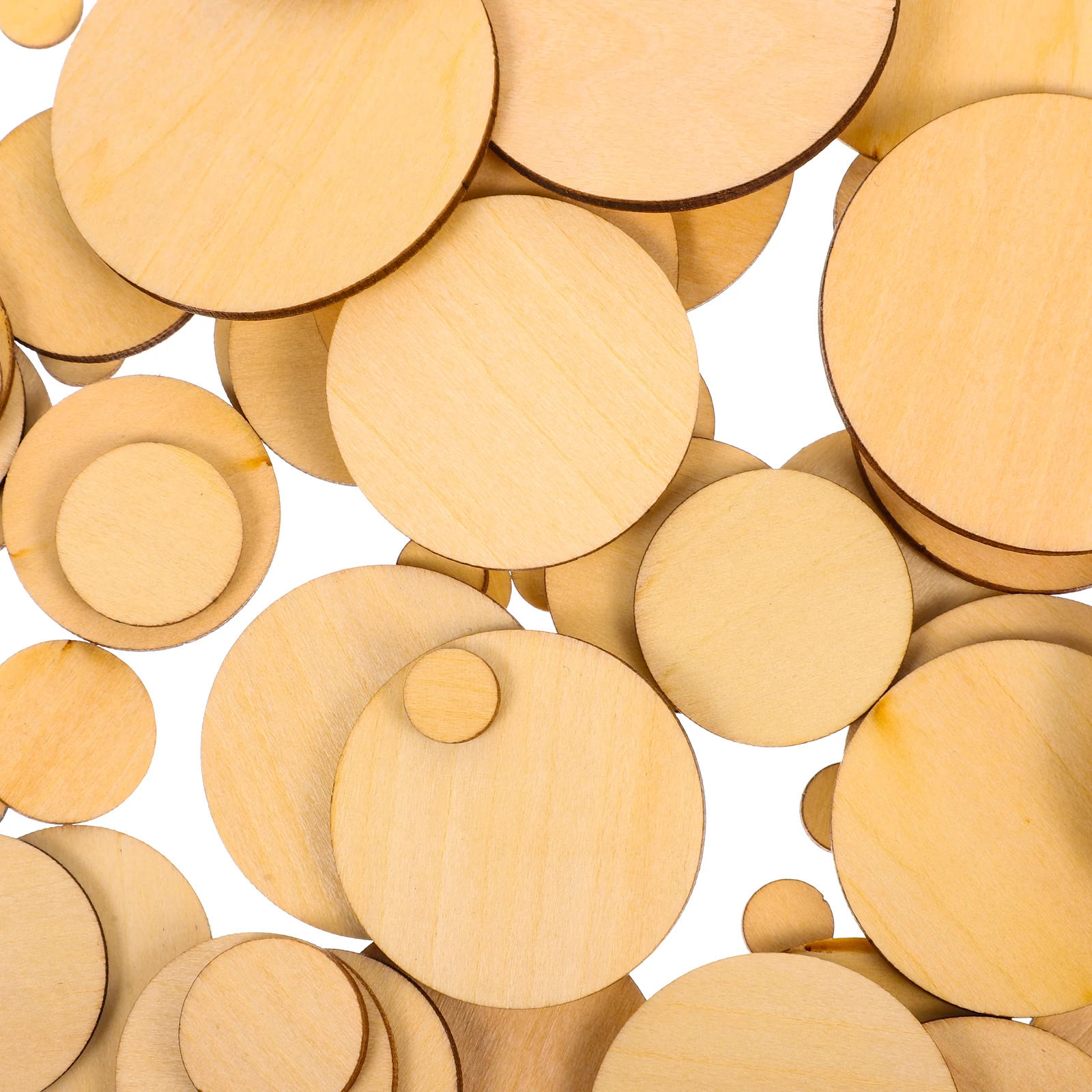 

100 Pcs Round Decorative Chips Unfinished Craft Cutouts Wooden Blank Slices for Home Party Decorations