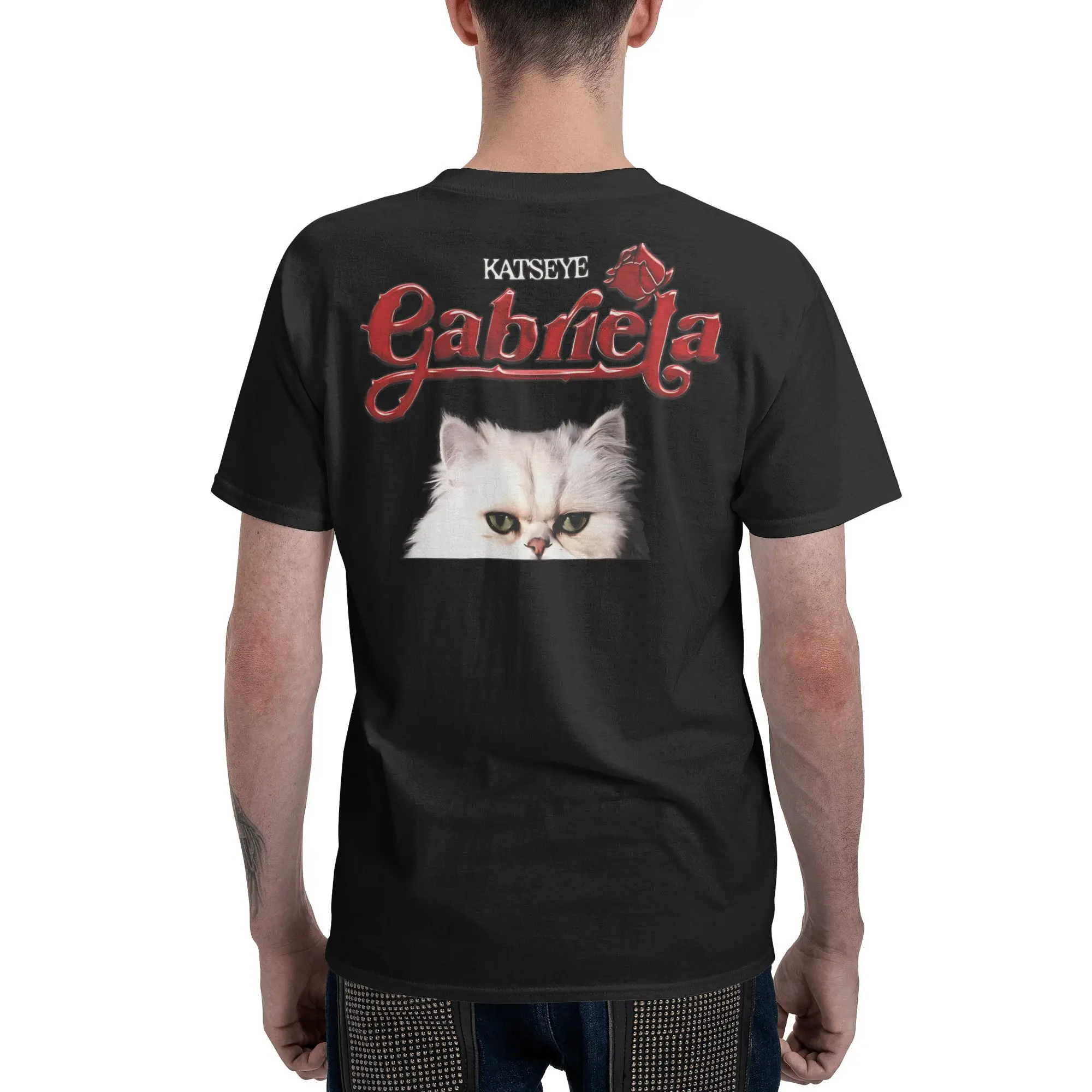 Katseye غابريلا القط تي شيرت الصيف الشارع الشهير تي شيرت 100% القطن الهيب هوب التي شيرت للرجال قصيرة الأكمام قميص مطبوع تي شيرت