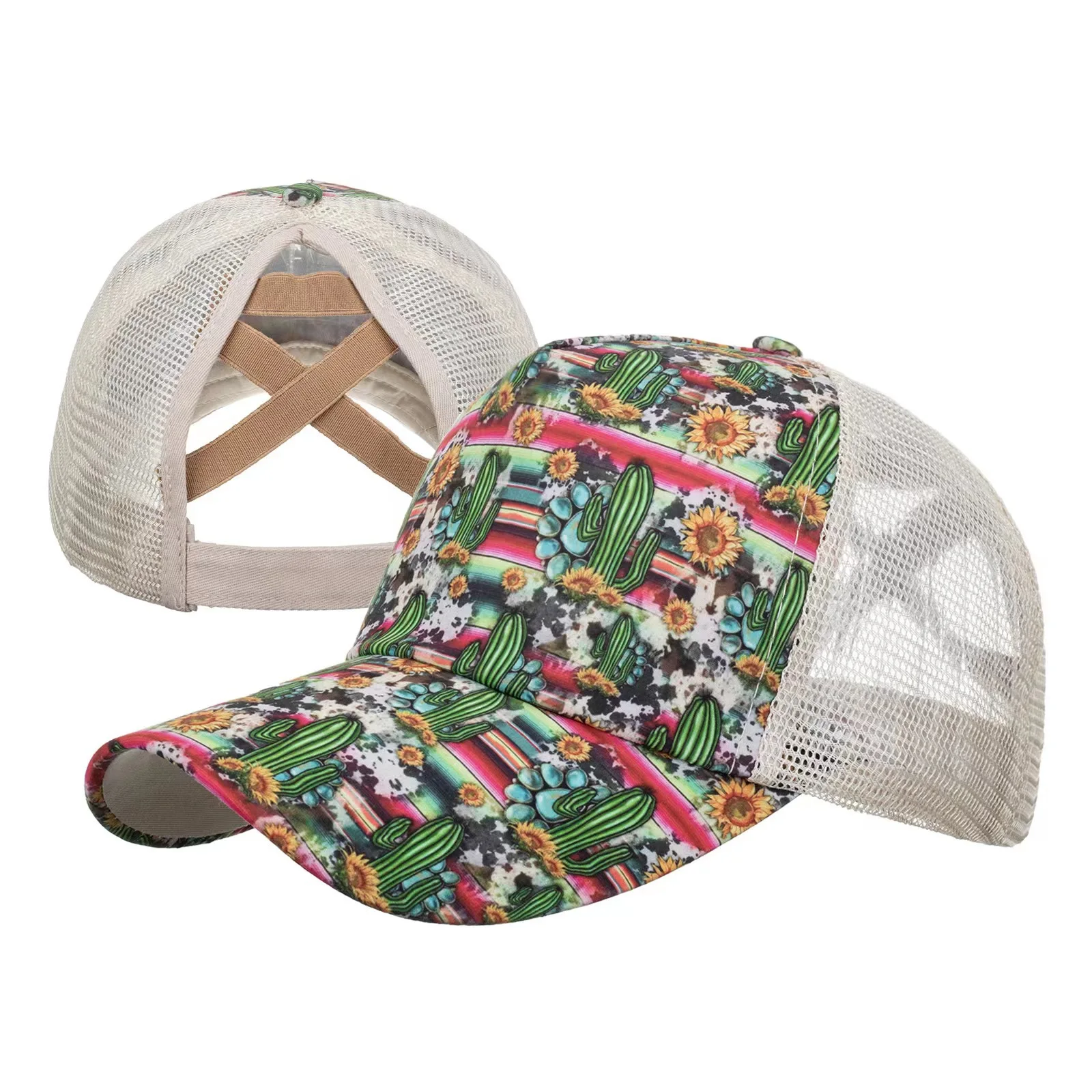 

Hat print opening cross ponytail hat colorful graffiti sun shading duck tongue cap baseball cap women