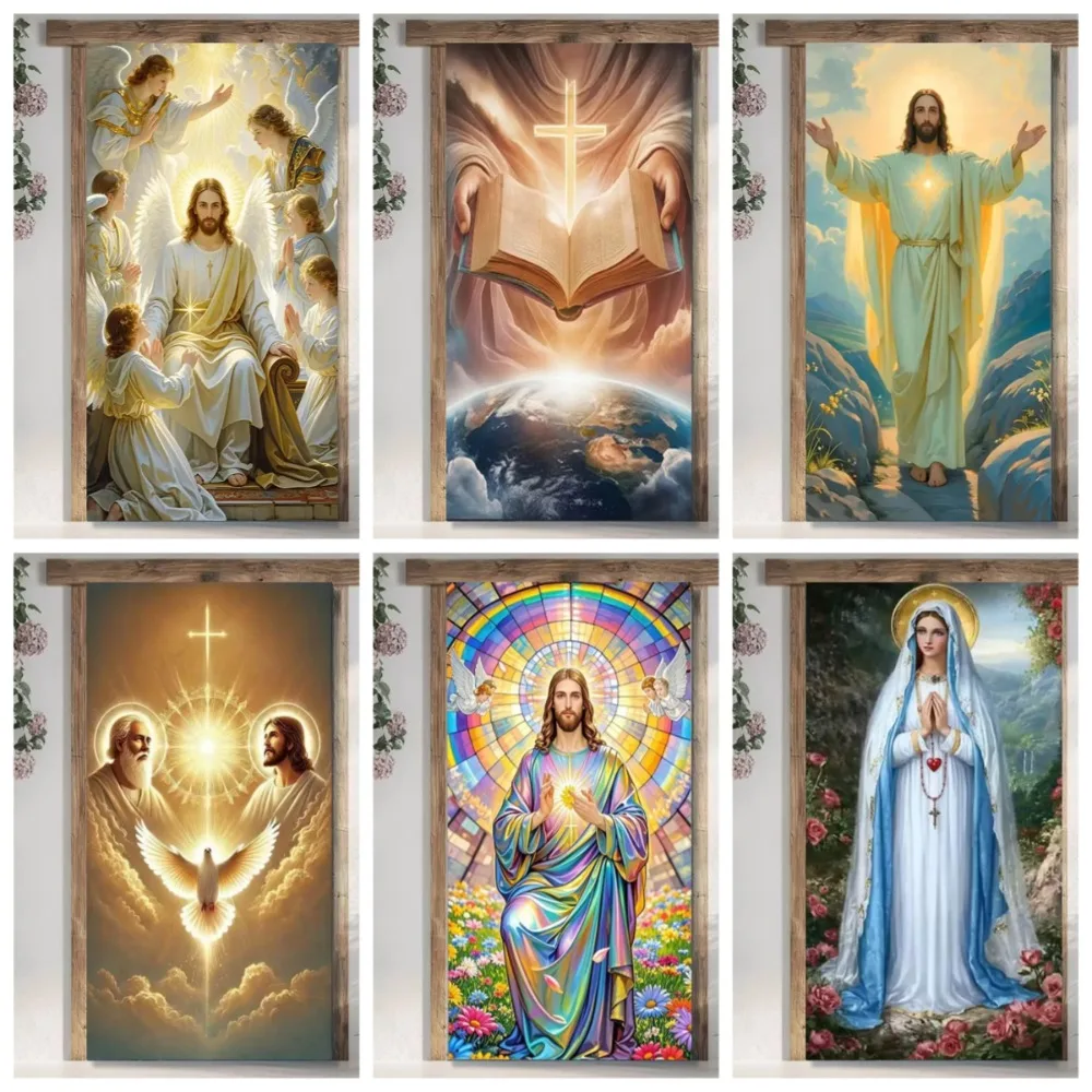 Easter Jesus Cross Virgin Mary Theme Banner Decoration Background, Children's Birthday Party Decoration Photography Background
