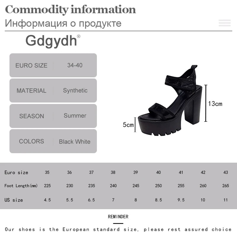 Gdgydh Fashion Glitter High Heels Platform Party Shoes for Women Ankle Strap Block Heels White Wedding Shoes Non Slip