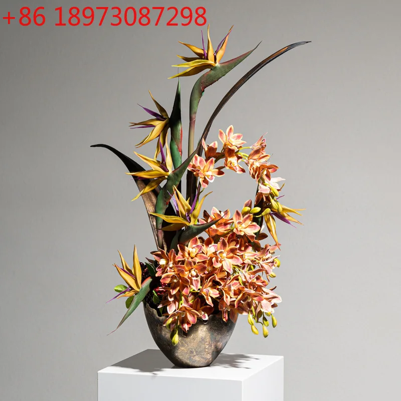 

Керамические украшения для ваз, райская цветочная композиция «Птица рай», элитная прихожая, обеденный стол, светлая роскошь