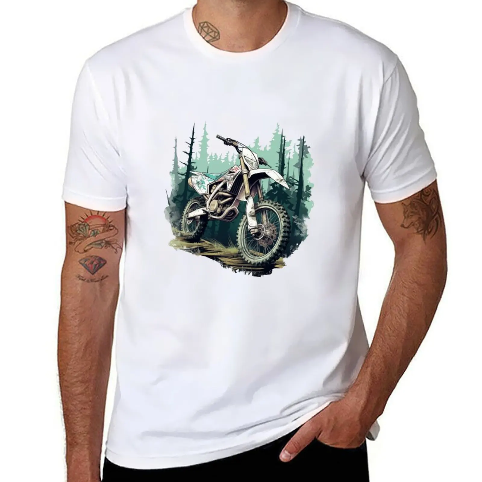 

Motorcycle in the woods T-Shirt cotton t shirts man 100% man t shirts high quality luxury brand T-Shirt
