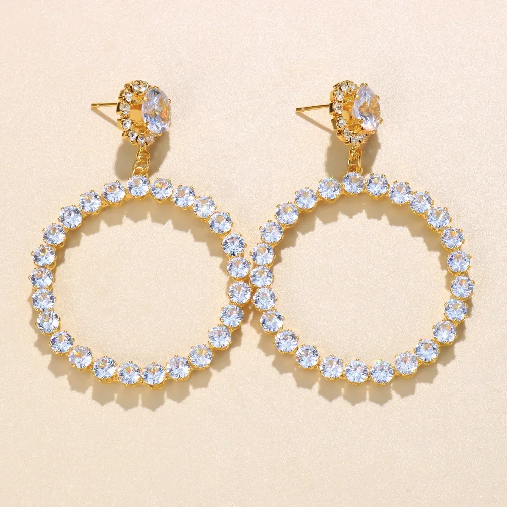 Stonefans Fashion Women Big Hoop Earrings for Party Jewelry Exaggerated Circle Drag Queen Crystal Earring Accessories