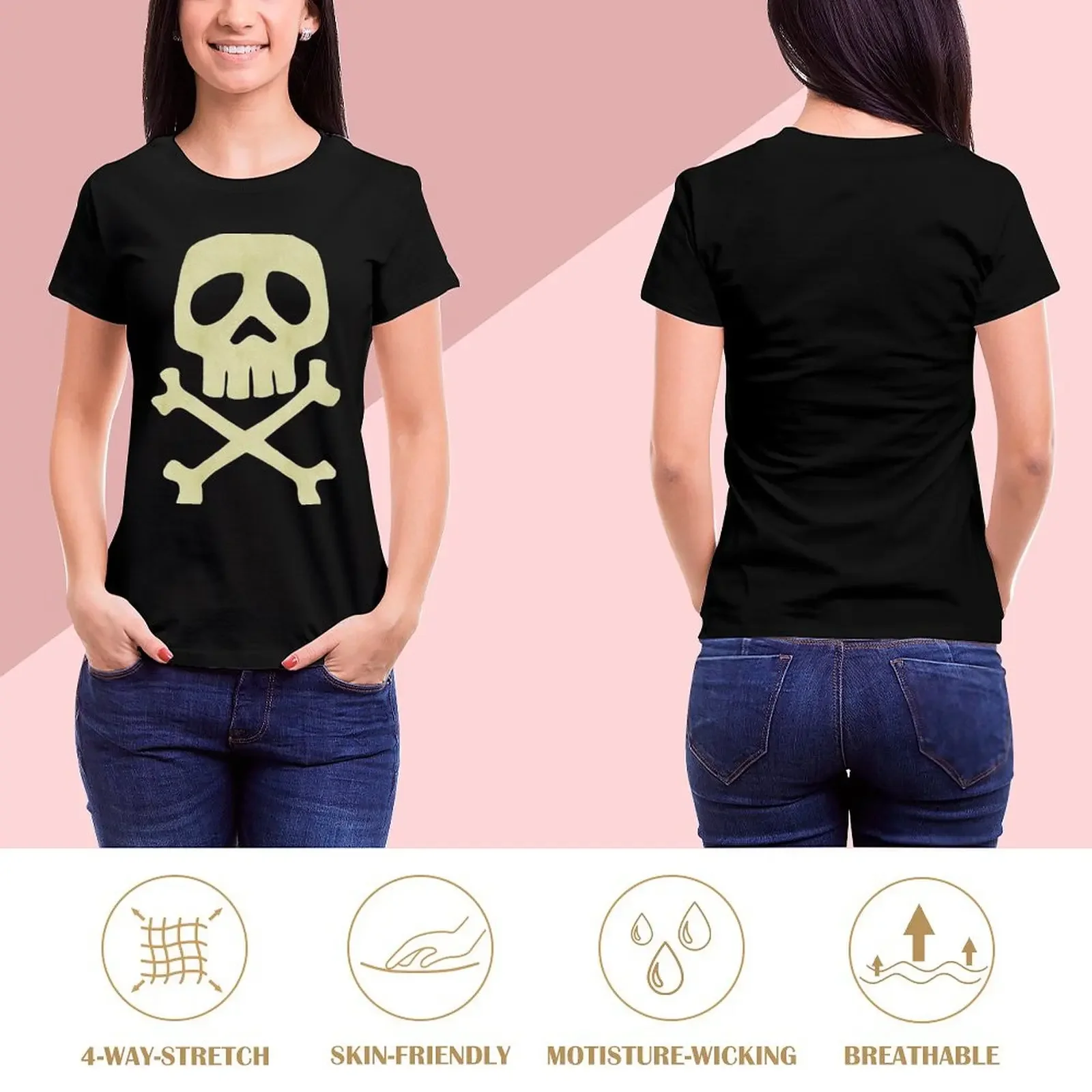 Danzig Style Harlock Skull Crossbones / Jolly Roger T-Shirt anime clothes tops korean fashion new edition Women's t-shirt