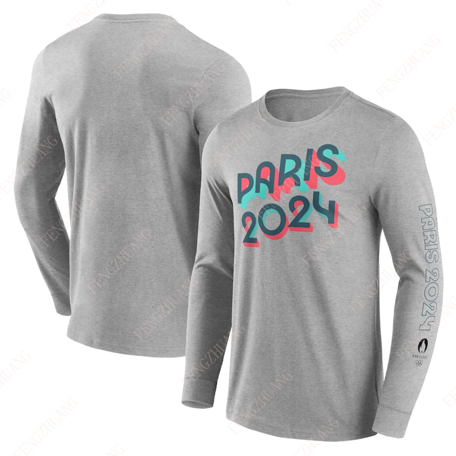 2024 Outdoor Sweat Absorbent Quick Dry Sport Cotton top Oversized Fashion Long Sleeve Tee Unisex Loose Casual T-Shirt