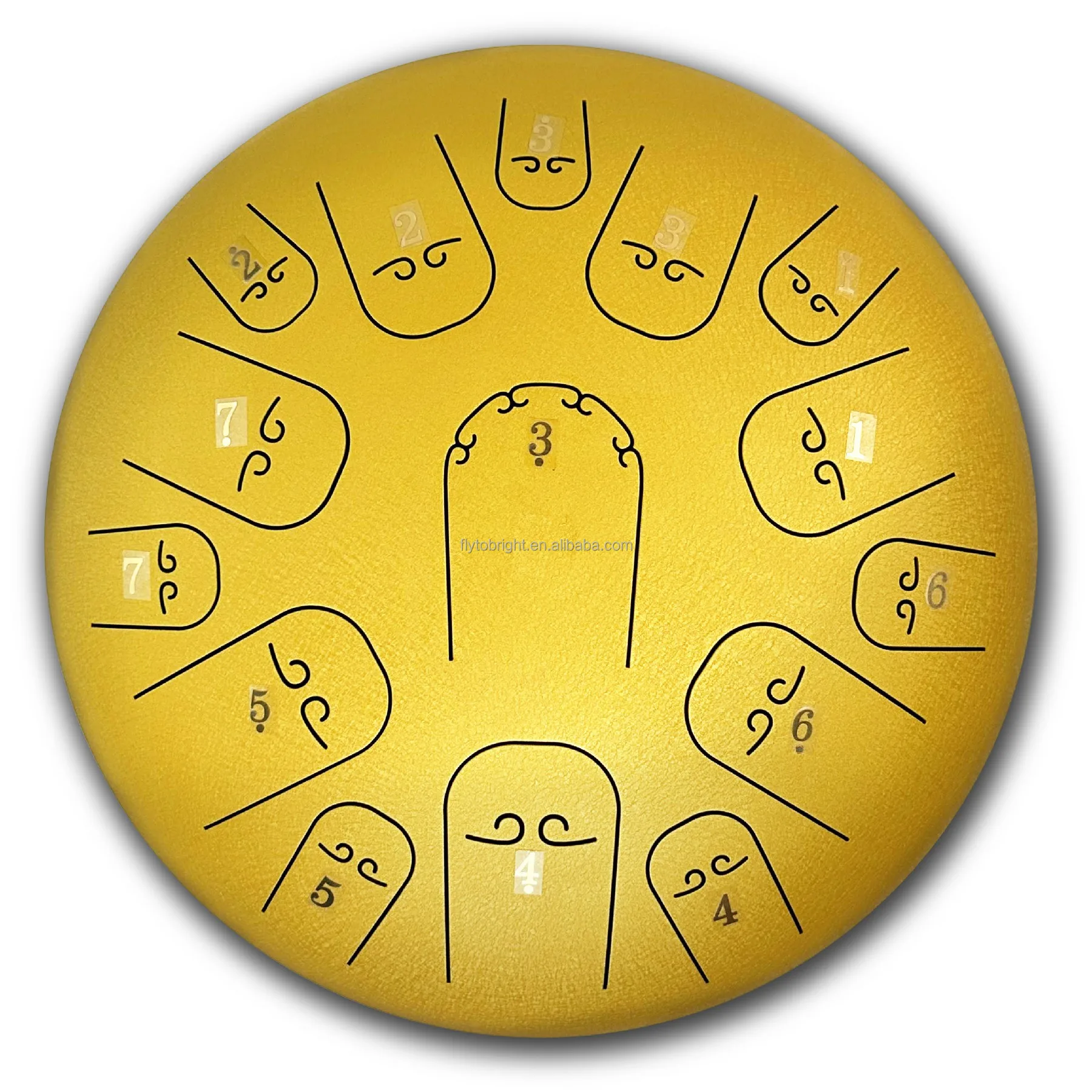 

2025 Factory Offer 14inch 15Note Golden Steel Tongue Drum Handpan C Major Tongue Drum