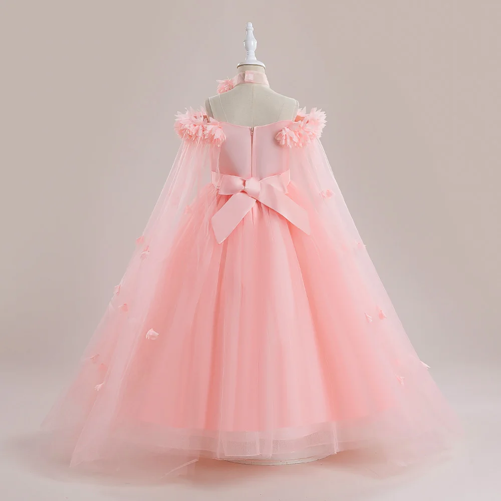 New Pageant Bridesmaid Princess Dress For Girls Children Costume Long Wedding Dresses Flower Girl Dress Voile Prom Gown Elegant