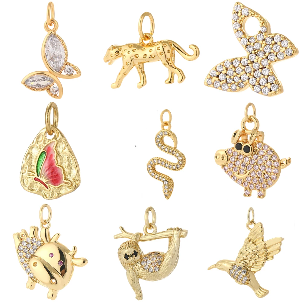 Cute Animals Charms Diy Earrings Bracelet Necklace Accessories Gold Color Charms for Jewelry Making Supplies Excellent Quality